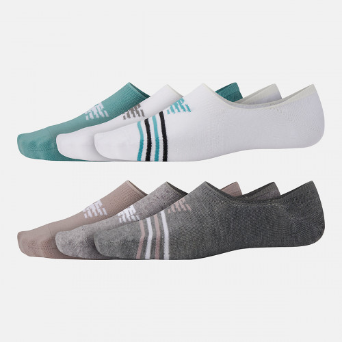 New Balance Ultra Low No Show Socks 6 Pack WHITE with BLACK